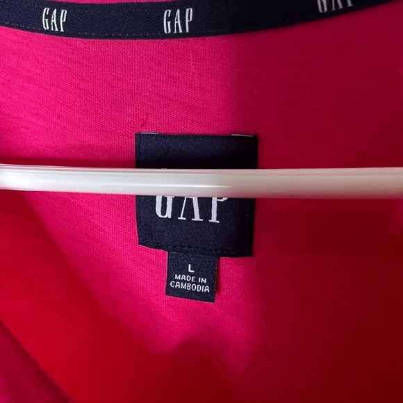 103. Gap Ladies Short Sleeve Tiered Dress (Beetroot Purple/Hot Pink) L - Picture 5 of 6